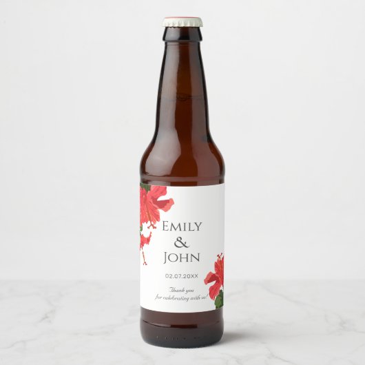 Hibiscus flower Beer Bottle Label ビールラベル (正面)