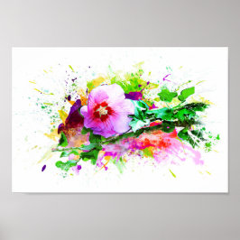 Hibiscus Flower, Hibiskus Blume, Watercolor ポスター