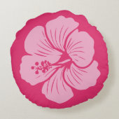 Hibiscus Flower Hot Pink Outline Drawing ラウンドクッション (裏面)