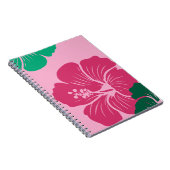 Hibiscus Flower Hot Pink with Green Leaves ノートブック (右側)