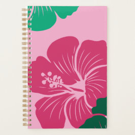 Hibiscus Flower Hot Pink with Green Leaves プランナー手帳