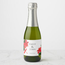 Hibiscus flower  Mini Sparkling Wine Bottle Labels スパークリングワインラベル