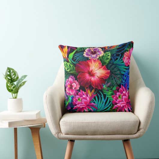 hibiscus flower pattern drawing クッション (椅子)