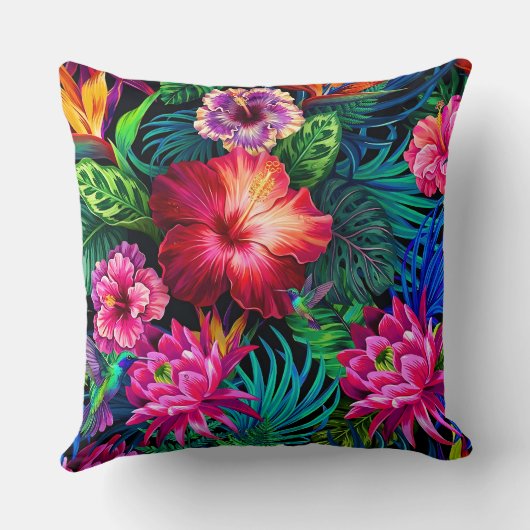 hibiscus flower pattern drawing クッション (裏面)