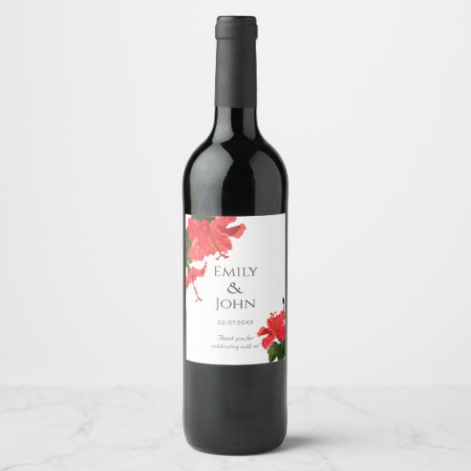 Hibiscus flower Wine Bottle Label  ワインラベル (正面)