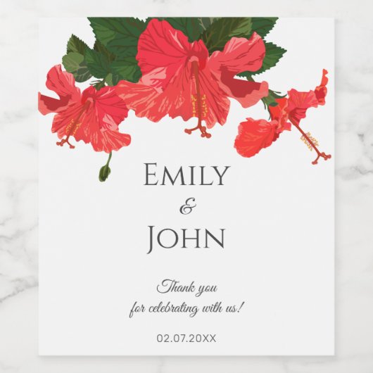 Hibiscus flower Wine Bottle Label  ワインラベル (シングルラベル)