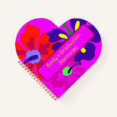 HIbiscus Flowers Heart Shaped Notebook ノートブック (正面)