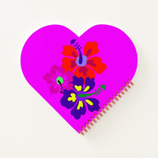 HIbiscus Flowers Heart Shaped Notebook ノートブック (裏面)