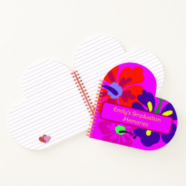 HIbiscus Flowers Heart Shaped Notebook ノートブック