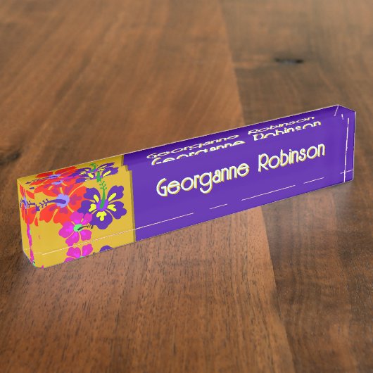 Hibiscus Flowers Name Only Office Desk デスクネームプレート (側面)