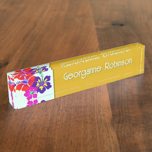 Hibiscus Flowers Name Only Office Desk デスクネームプレート (側面)