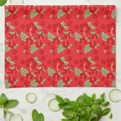 Hibiscus Flowers Red Tropical Pattern キッチンタオル (折り畳み)