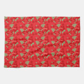 Hibiscus Flowers Red Tropical Pattern キッチンタオル (横)