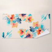 Hibiscus flowers watercolor illustration pattern バスタオル (バスタオル)