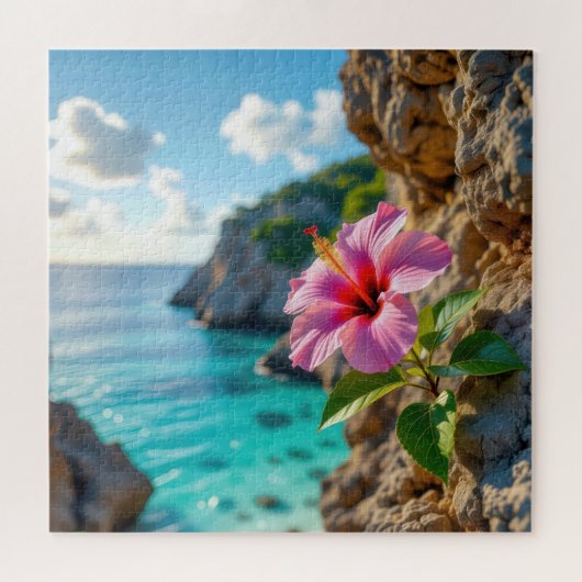 Hibiscus Growing in a Rocky Cliff ジグソーパズル (横)