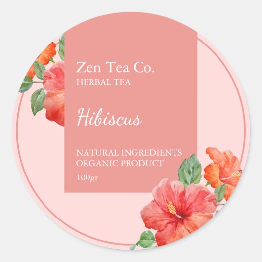 Hibiscus Herbal Tea Business Label ラウンドシール (正面)