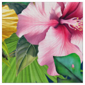 Hibiscus Jungle Seamless Pattern ファブリック (クローズアップ)