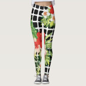 Hibiscus Palm Leaves Tropical Pattern レギンス (正面)