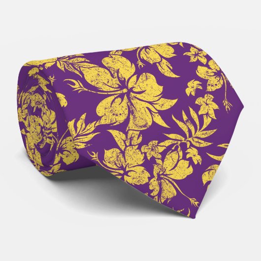 Hibiscus Pareau Hawaiian Floral Two-sided Printed ネクタイ (ロール)