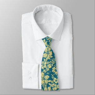 Hibiscus Pareau Hawaiian Floral Two-sided Printed ネクタイ