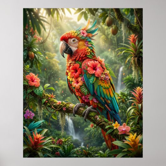 Hibiscus Parrot Tropic Glow ポスター (正面)