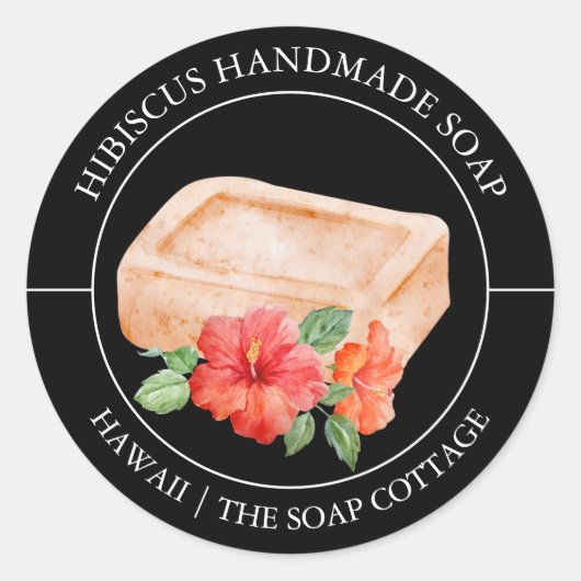 Hibiscus Soap label ラウンドシール (正面)