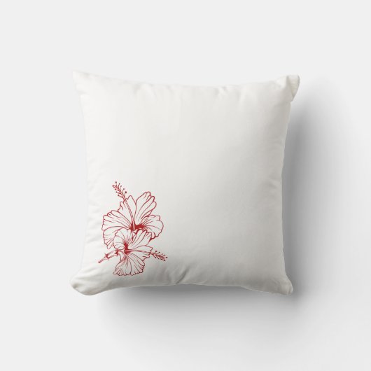 Hibiscus Square Pillow | Elegant Floral Throw Pill クッション (正面)