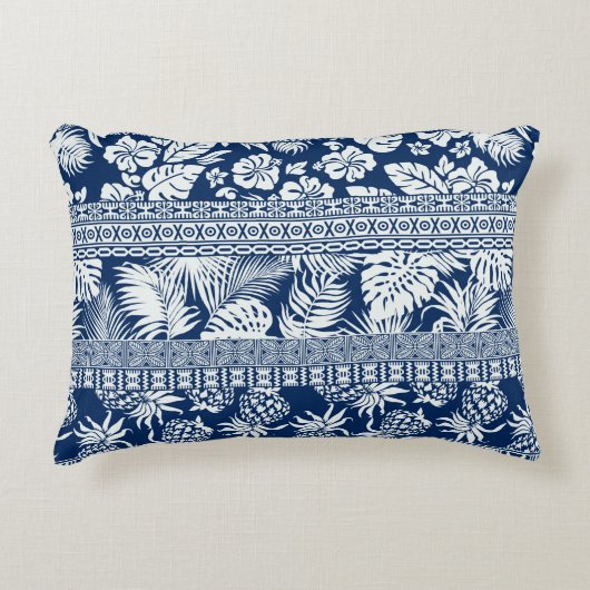 Hibiscus tropical leaves hawaiian ornament wallpap アクセントクッション (正面)