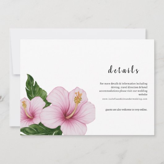  Hibiscus Wedding Details Card 招待状 (正面)