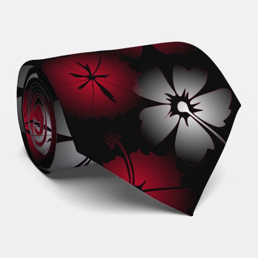 Hibiskusの黒いタイ ネクタイ (ロール)