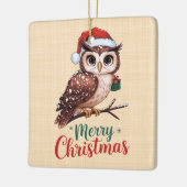 Hibou de Noël - Design Festif Merry Christmas セラミックオーナメント (左)