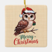 Hibou de Noël - Design Festif Merry Christmas セラミックオーナメント (正面)