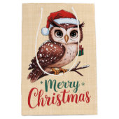 Hibou de Noël - Design Festif Merry Christmas ミディアムペーパーバッグ (正面)