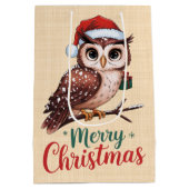 Hibou de Noël - Design Festif Merry Christmas ミディアムペーパーバッグ (裏面)