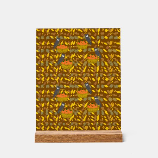 Hibou et Citrouilles d'Automne – Déco de Table アクリルサイン (正面)