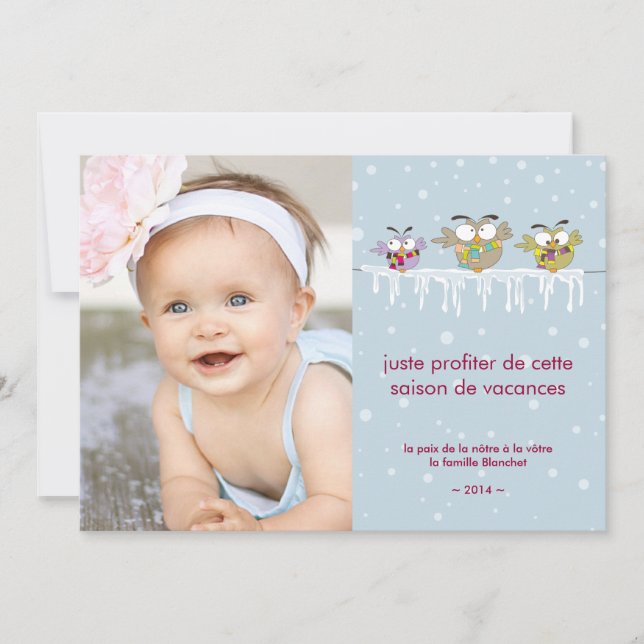 Hiboux Chilling carte de photo de vacances (正面)