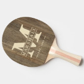 Hickory Wood Monogram & Name Overlay 卓球ラケット (横)
