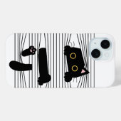Hidden Black Cat Cute Funny Minimalist Animal Love Case-Mate iPhoneケース (裏面 (横))