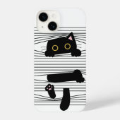 Hidden Black Cat Cute Funny Minimalist Animal Love iPhoneケース (裏面)