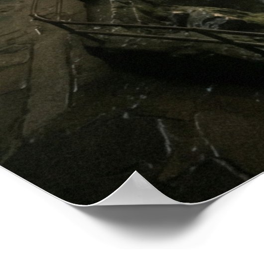 Hidden Cave Waterfall Sunlight Rays ポスター (角)