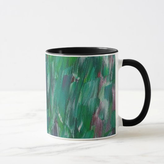 Hidden Green Red White Colorful Abstract Art マグカップ (右)