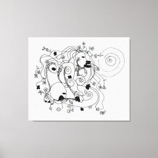 Hidden in the garden. - Ink drawing キャンバスプリント (正面)