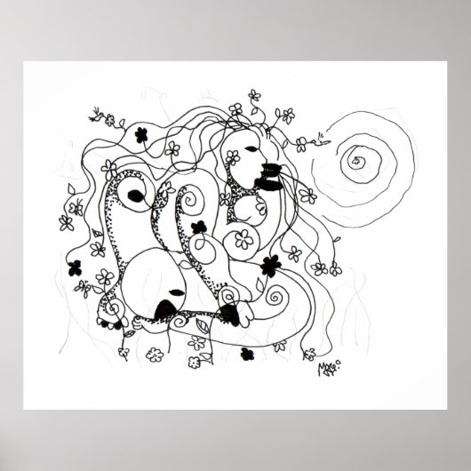 Hidden in the garden. - Ink drawing ポスター (正面)