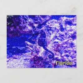Hidden Seahorse Art in Purple and Blue Florida ポストカード