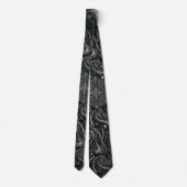 Hidden Skull & Spine Paisley | Silver Black Gothic ネクタイ (裏面)
