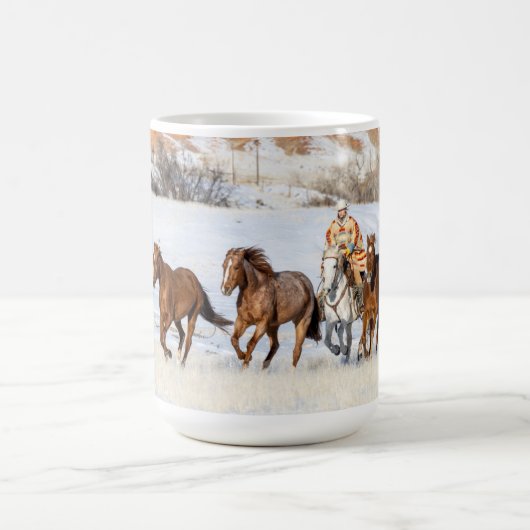 Hideout Horse Ranch, Wrangler and Horses コーヒーマグカップ (中央)