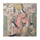 Hideyoshi武士および妻北川町Utamaro タイル (正面)