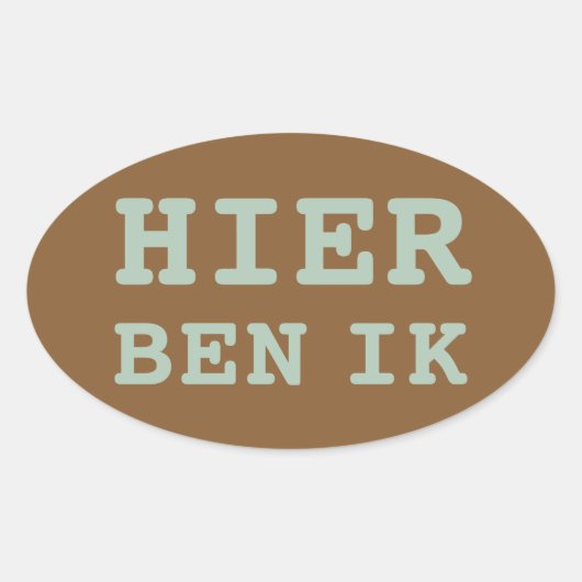 HIER BEN IK koffer sticker 楕円形シール (正面)