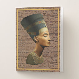 Hieroglyph背景のNefertiti ポケットフォルダー