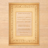 Hieroglyphic Motifs Papyrus Ancient Egypt Wedding アクリル招待状 (正面)